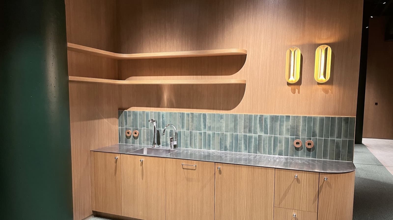Kitchen and lounge at Vika Golf Club, Aker Brygge, Oslo