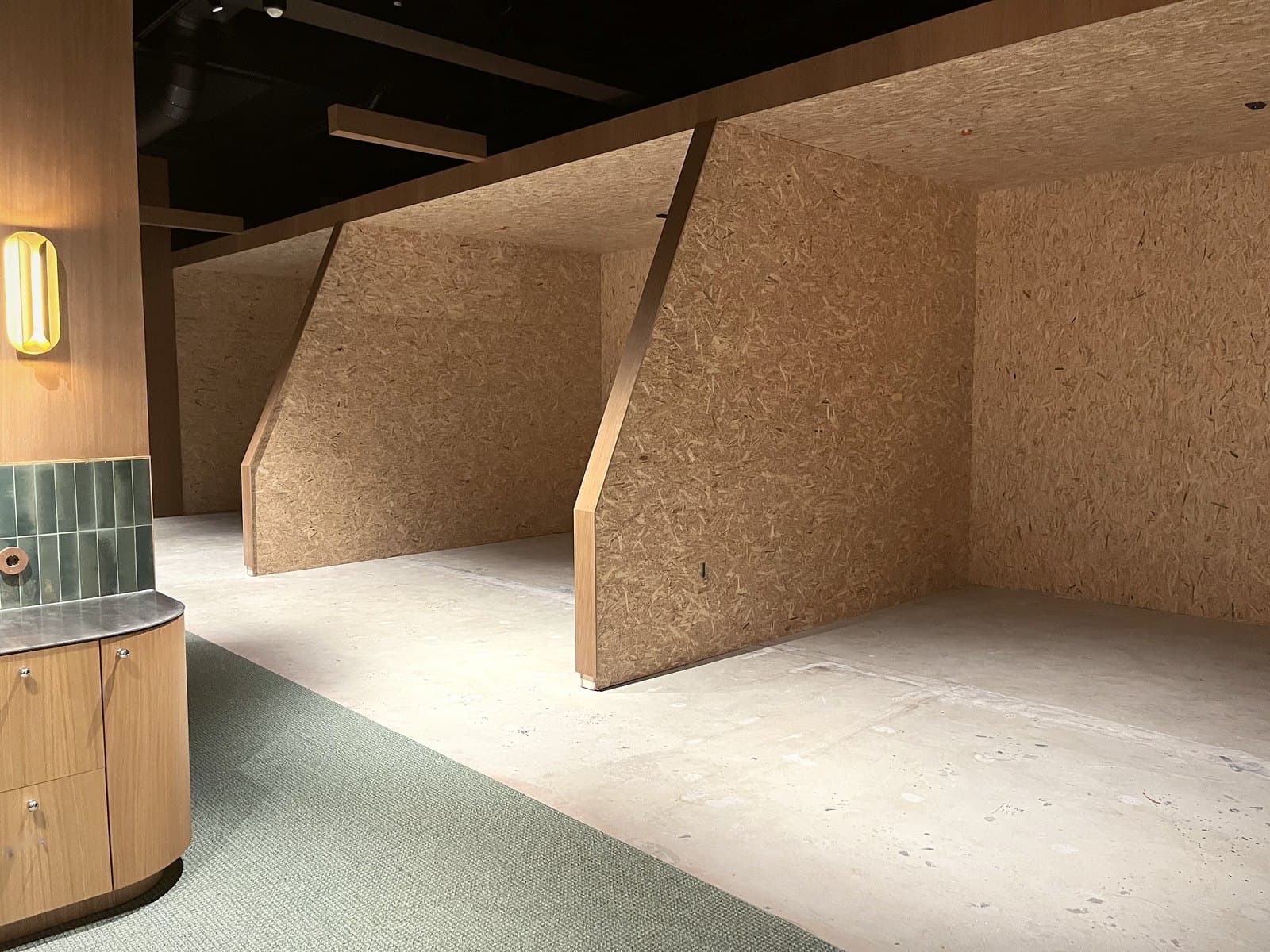 Three of the four Trackman simulator bays at Vika Golf Club, before the simulators went in